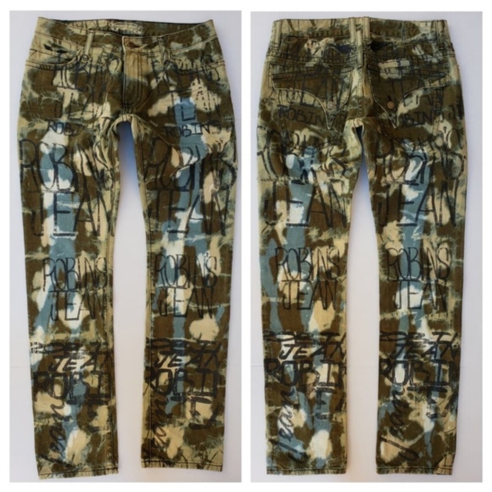 NEW MENS ROBINS JEANS Slim Straight GRAFFITI Jeans